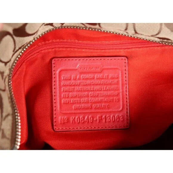 Coach Unisex Large Tan Orange Signature Hamptons Book Tote Bag Monogram Purse - Picture 4 of 12